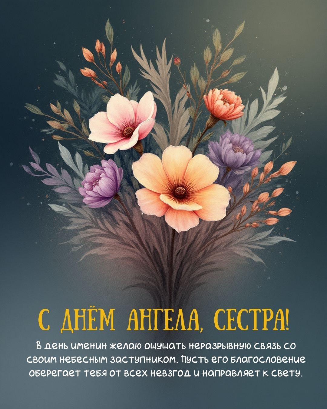 Поздравительная открытка на именины сестре